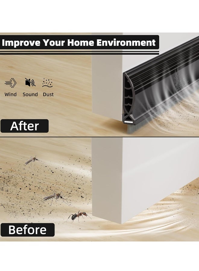 JACIRCLE Door Bottom Sealing Strip,93cm – Durable Hard Material with Double Soundproof Chambers, Detachable Noise-Reducing Wool Strip, Strong Adhesive, Anti-Dust, Wind & Insect Proof – Ideal for Home, Office, Apartment & Store Use(Brown) - Image 4